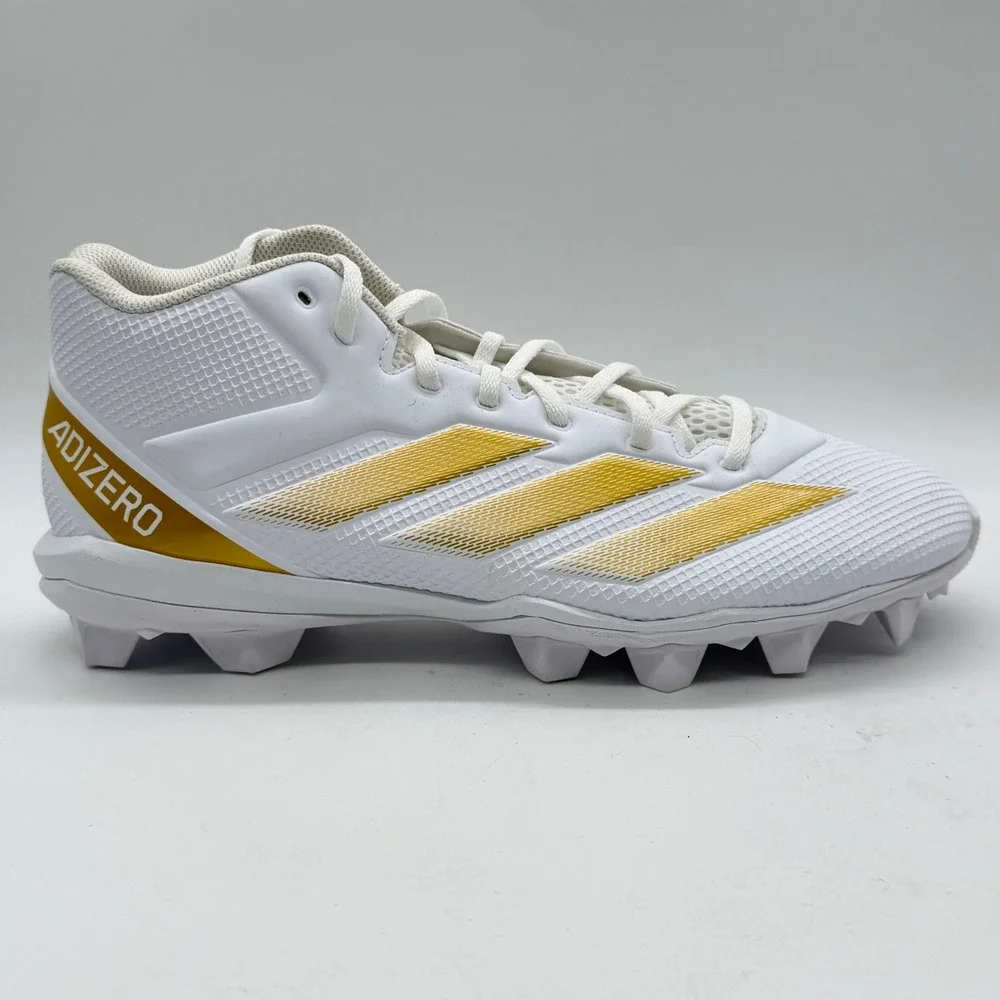 Adidas Adizero Impact.2 MD Football Cleats White Gold Mens 10.5 IF5106 NEW